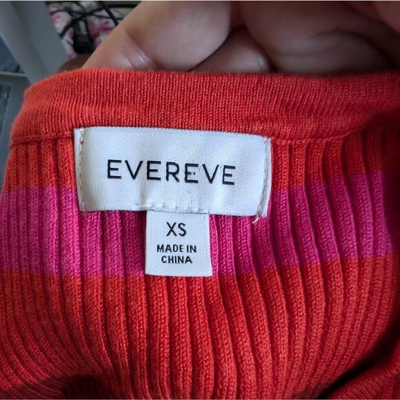 Evereve Abbie Sleeveless Striped Ribbed Knit Midi Dress Red Size xs - Picture 4 of 6